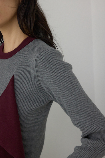 【PLUS】アシンメトリードレープニット 詳細画像