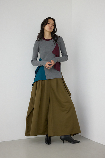 【PLUS】アシンメトリードレープニット 詳細画像