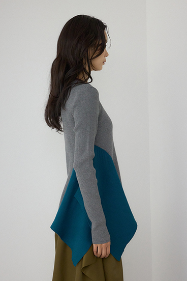 【PLUS】アシンメトリードレープニット 詳細画像