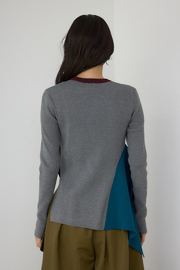 【PLUS】アシンメトリードレープニット 詳細画像