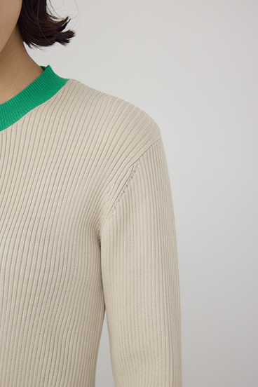 【PLUS】カラーブロッキングリブニット 詳細画像