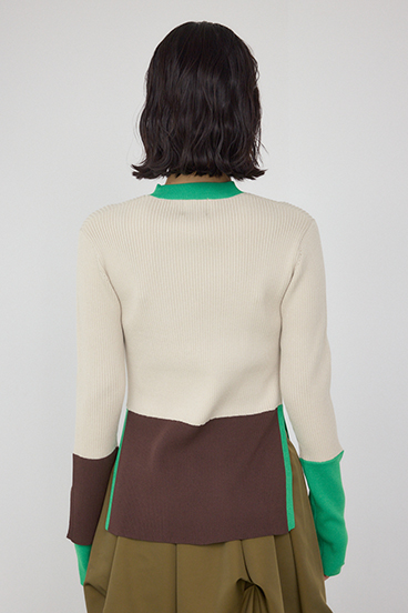 【PLUS】カラーブロッキングリブニット 詳細画像