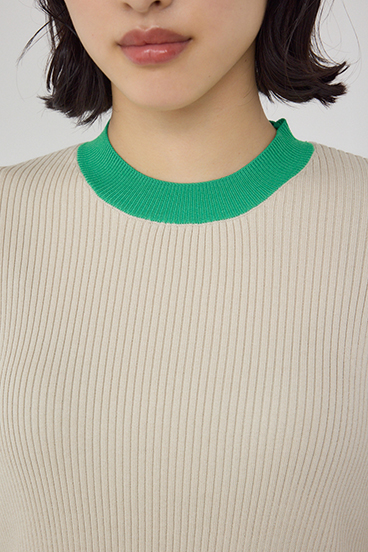 【PLUS】カラーブロッキングリブニット 詳細画像