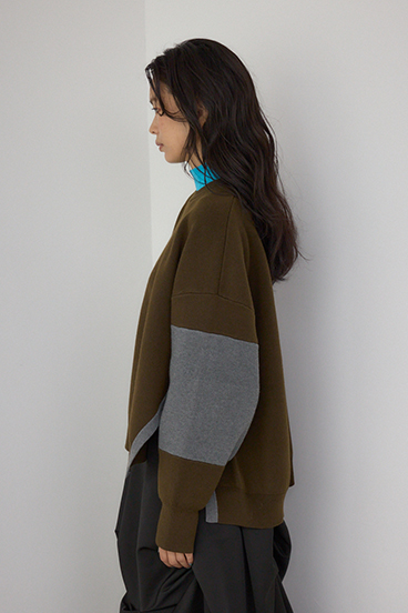 【PLUS】レイヤードライクブロッキングプルオーバー 詳細画像