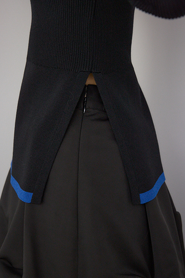 【PLUS】カラーブロッキングリブニット 詳細画像