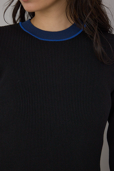 【PLUS】カラーブロッキングリブニット 詳細画像