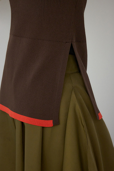 【PLUS】カラーブロッキングリブニット 詳細画像