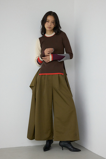 【PLUS】カラーブロッキングリブニット 詳細画像