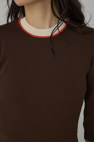 【PLUS】カラーブロッキングリブニット 詳細画像