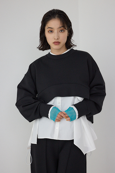 【PLUS】ダンボールフレアショートトップス 詳細画像