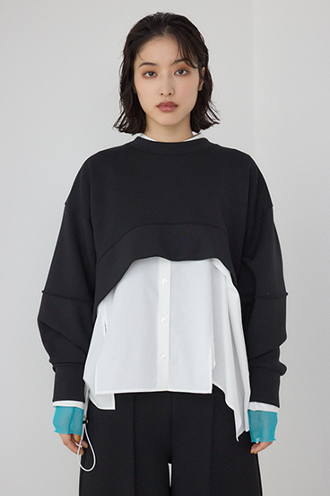 【PLUS】ダンボールフレアショートトップス 詳細画像