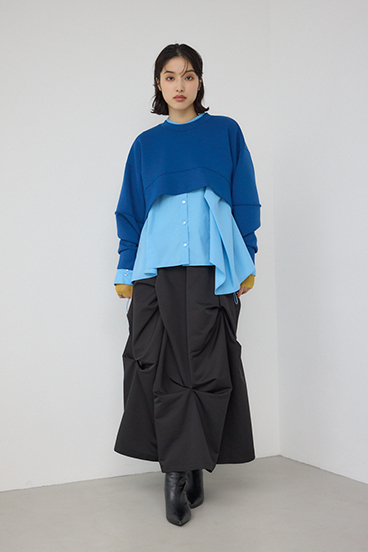 【PLUS】ダンボールフレアショートトップス 詳細画像