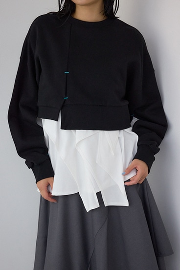 【PLUS】 レイヤードクロップドプルオーバー