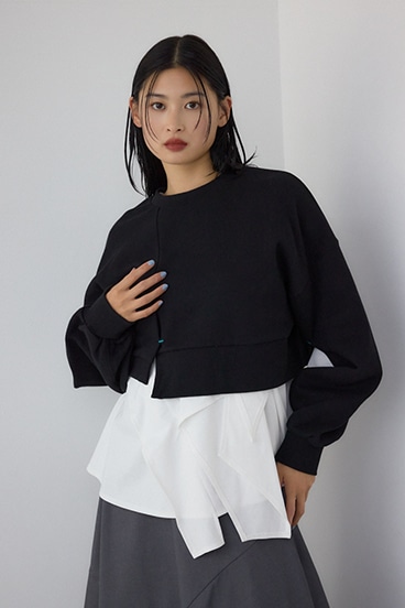 【PLUS】 レイヤードクロップドプルオーバー