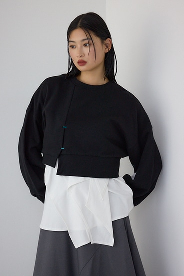 【PLUS】 レイヤードクロップドプルオーバー 詳細画像