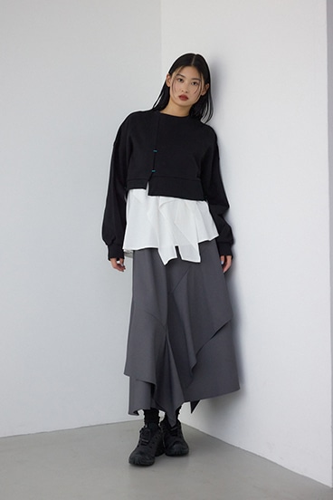 【PLUS】 レイヤードクロップドプルオーバー 詳細画像