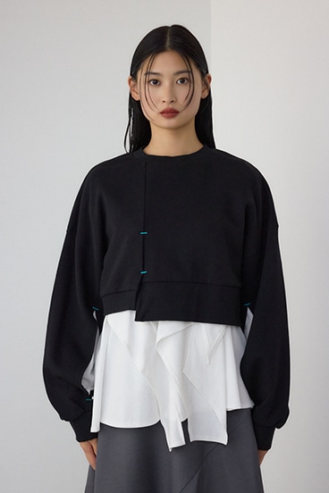 【PLUS】 レイヤードクロップドプルオーバー 詳細画像
