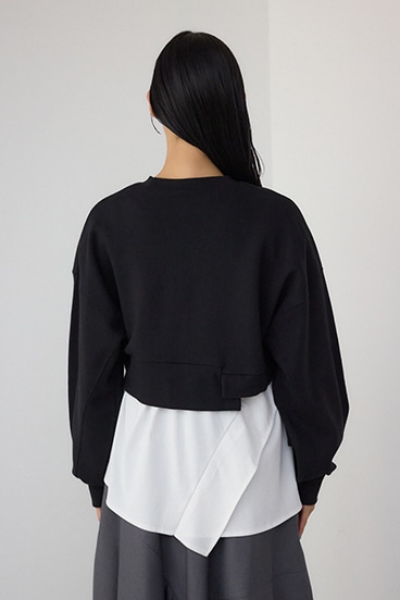 【PLUS】 レイヤードクロップドプルオーバー 詳細画像