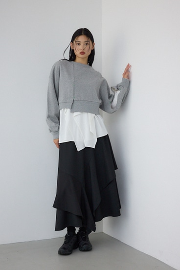 【PLUS】 レイヤードクロップドプルオーバー 詳細画像