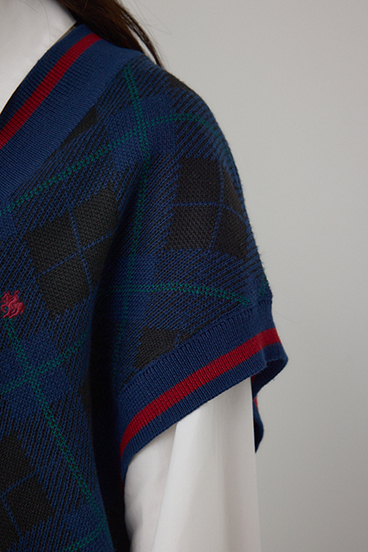 POLO BCS×AZULチェック柄ニットベスト 詳細画像