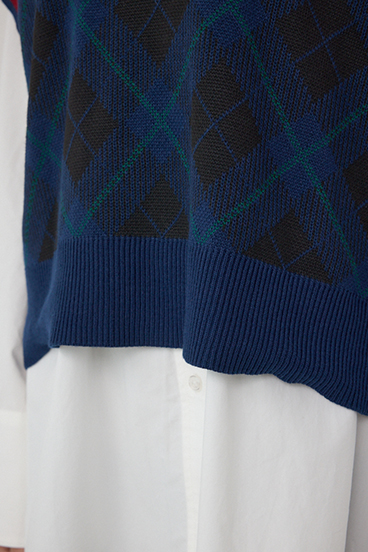 POLO BCS×AZULチェック柄ニットベスト 詳細画像