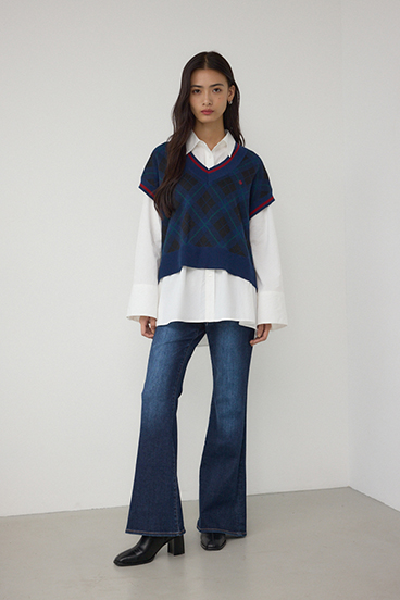 POLO BCS×AZULチェック柄ニットベスト 詳細画像