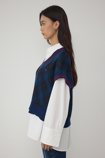 POLO BCS×AZULチェック柄ニットベスト 詳細画像