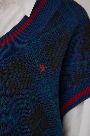 POLO BCS×AZULチェック柄ニットベスト 詳細画像