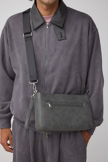 ヴィンテージフェイクレザーショルダーバッグ 詳細画像