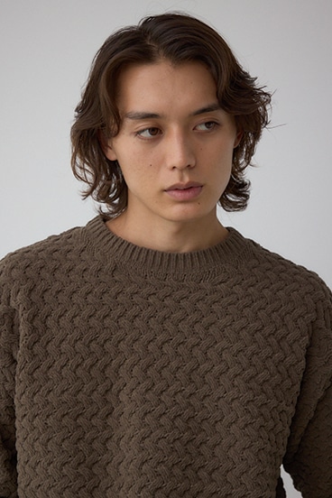 バスケット編みマットモールニット