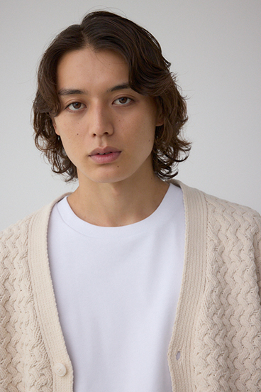 バスケット編みマットモールカーディガン