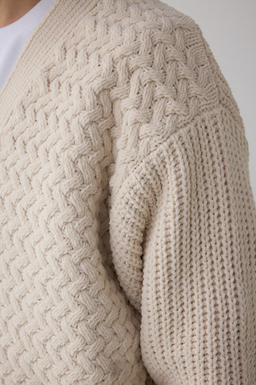 バスケット編みマットモールカーディガン 詳細画像