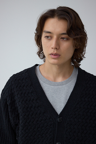 バスケット編みマットモールカーディガン
