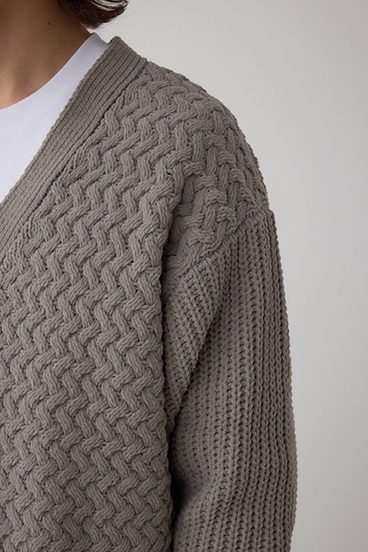 バスケット編みマットモールカーディガン 詳細画像
