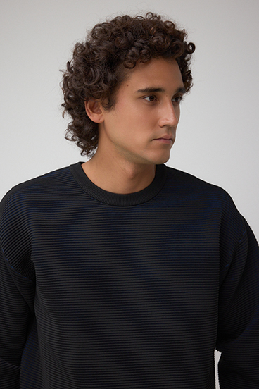 ミックスカラーリップル編みニットトップス 詳細画像