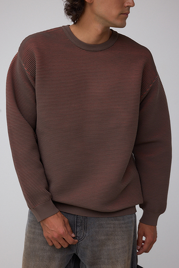 ミックスカラーリップル編みニットトップス