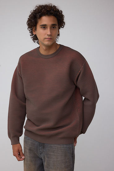 ミックスカラーリップル編みニットトップス 詳細画像