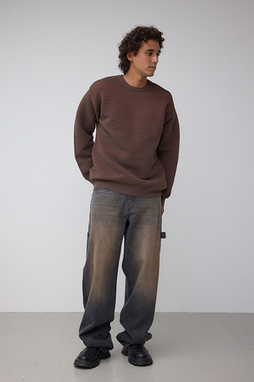 ミックスカラーリップル編みニットトップス 詳細画像