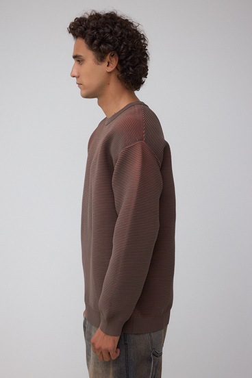 ミックスカラーリップル編みニットトップス 詳細画像