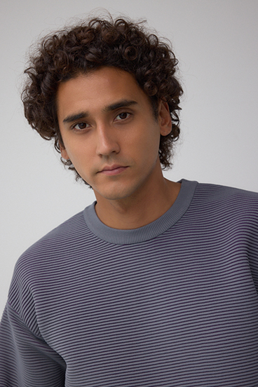 ミックスカラーリップル編みニットトップス