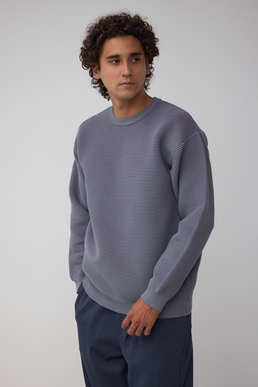 ミックスカラーリップル編みニットトップス 詳細画像