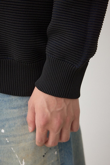 ミックスカラーリップル編みニットパーカー 詳細画像