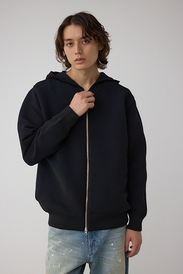 ミックスカラーリップル編みニットパーカー 詳細画像