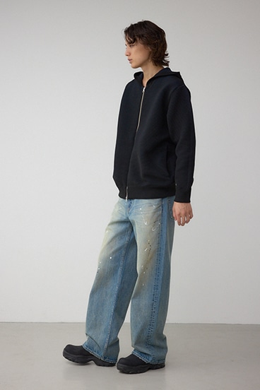 ミックスカラーリップル編みニットパーカー 詳細画像