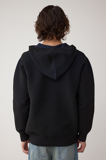 ミックスカラーリップル編みニットパーカー 詳細画像