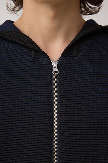 ミックスカラーリップル編みニットパーカー 詳細画像