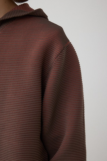 ミックスカラーリップル編みニットパーカー 詳細画像