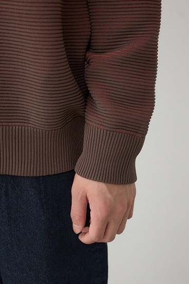 ミックスカラーリップル編みニットパーカー 詳細画像