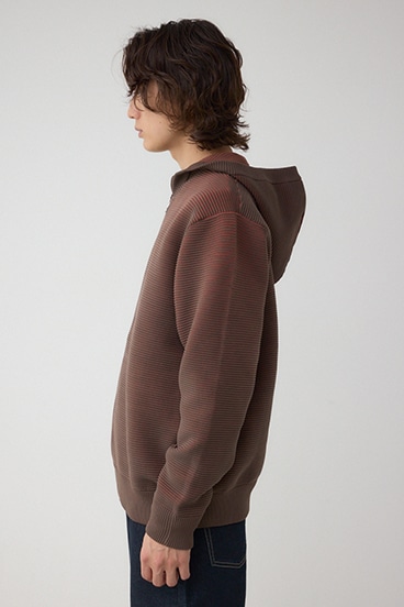 ミックスカラーリップル編みニットパーカー 詳細画像