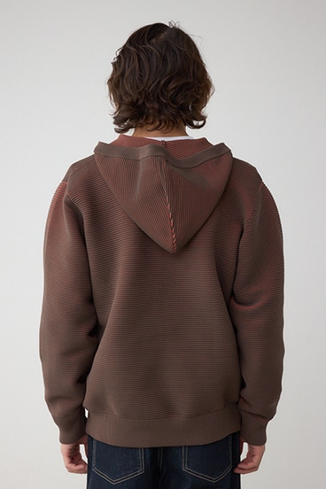 ミックスカラーリップル編みニットパーカー 詳細画像